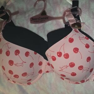 Juicy Couture Pink and Red Cherry Print Bra